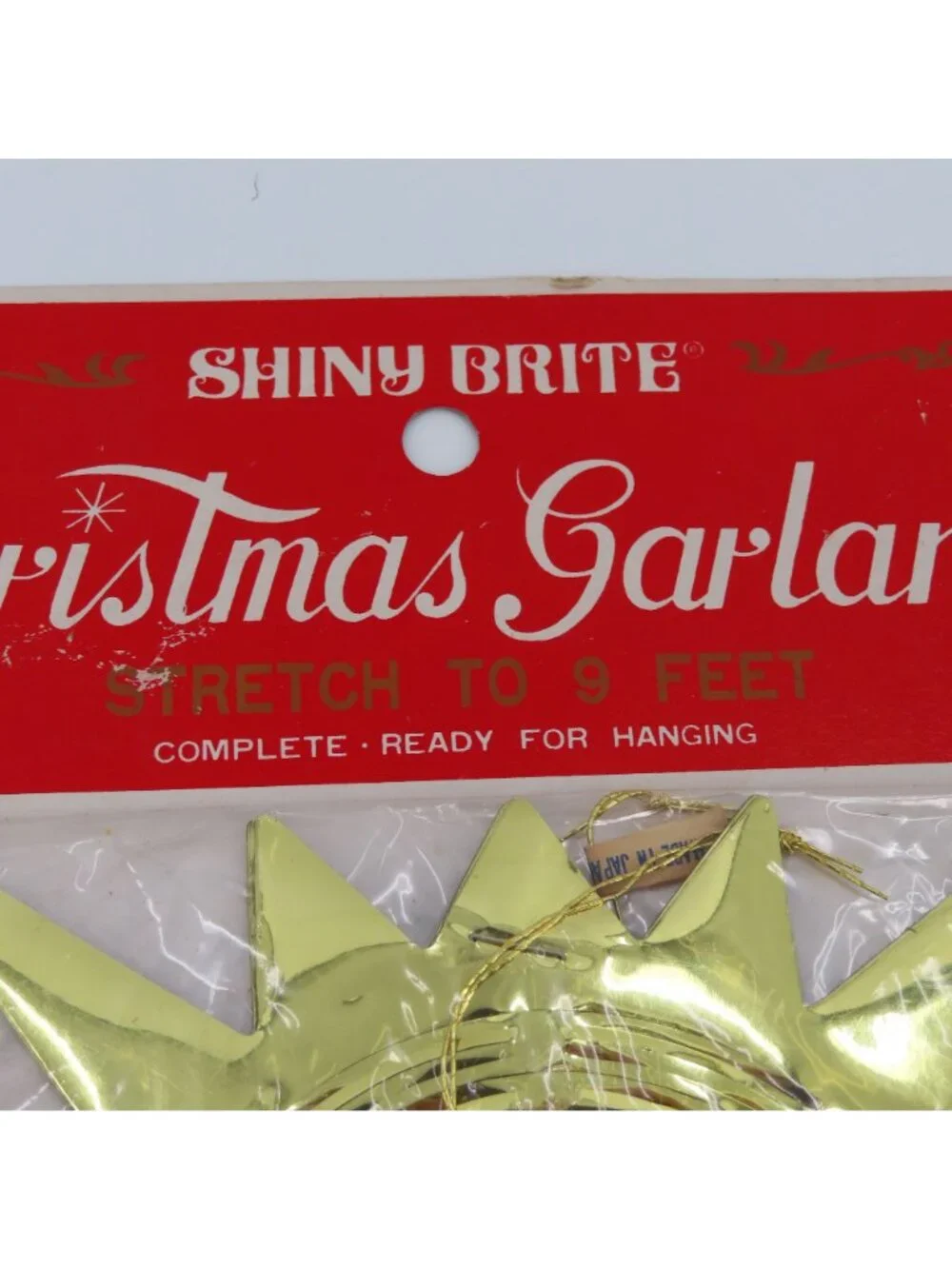 VTG Shiny Brite Christmas Garland Gold Foil 9 Feet Made in Japan Retro NEW Xmas